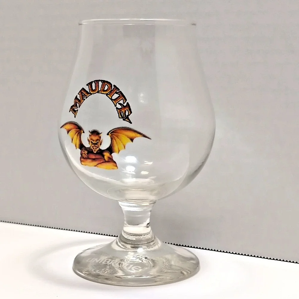 VTG‎ Maudite Tulip Beer Glass Unibroue Jerry Vietz Brewmaster Signature Rare